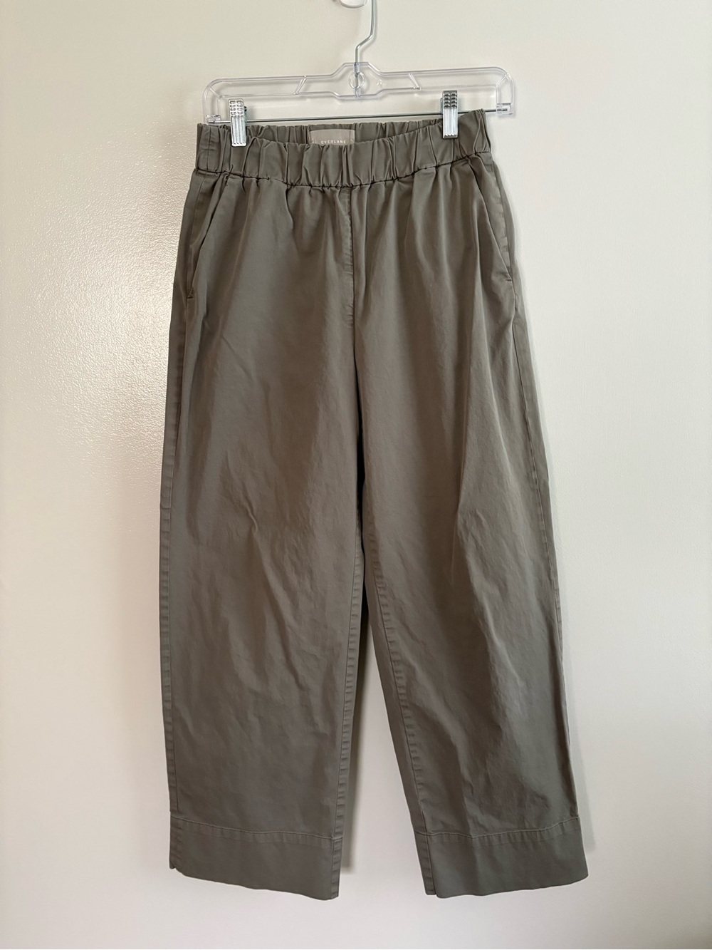 Everlane The Easy Pant Sage Green Wide Leg Elastic High-Waist Crop Size 4